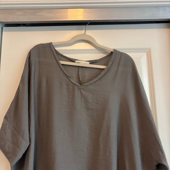 Becasa Gray Slouchy Pullover Tunic Top Boho OS Lagenlook Natural Essential - Picture 3 of 9